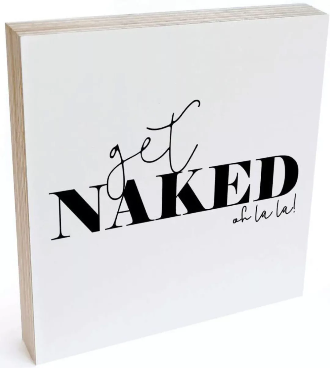 Wall-Art Holzbild »Tischdeko Get naked Holzbild«, (1 St.) günstig online kaufen