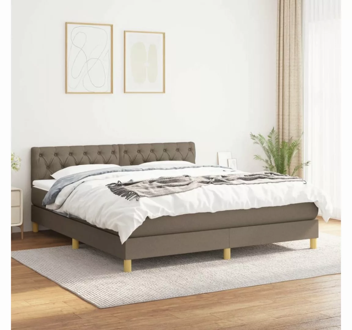 vidaXL Boxspringbett Boxspringbett mit Matratze Taupe 160x200 cm Stoff Bett günstig online kaufen