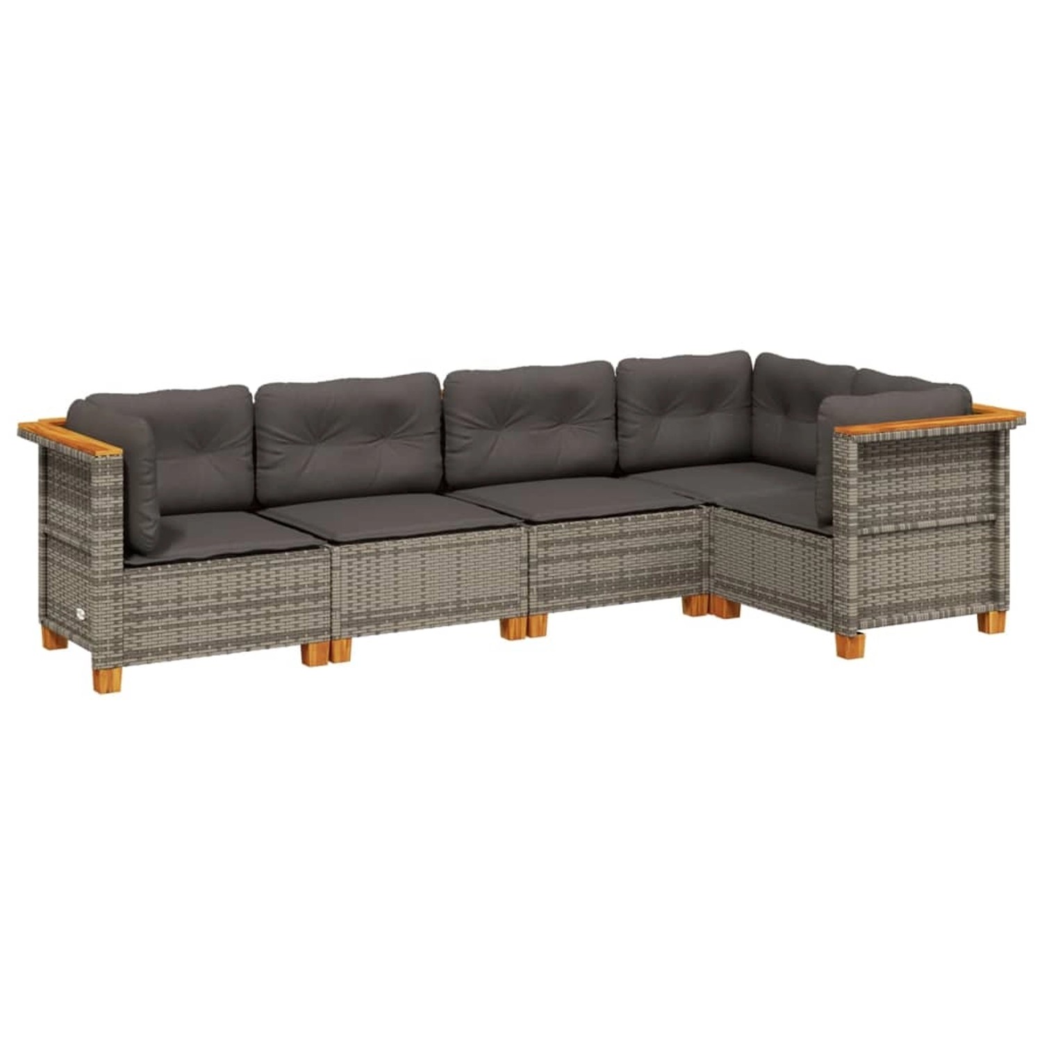 vidaXL 5-Tlg Garten-Sofagarnitur mit Kissen Grau Poly Rattan 3261810 günstig online kaufen