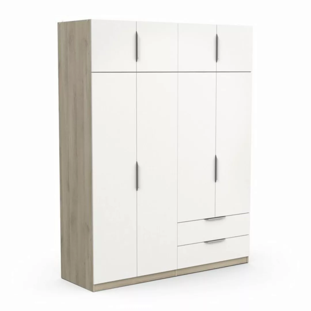 PREISBRECHER Drehtürenschrank GHOST in Matt weiß - 157,3x203x51,1cm (BxHxT) günstig online kaufen