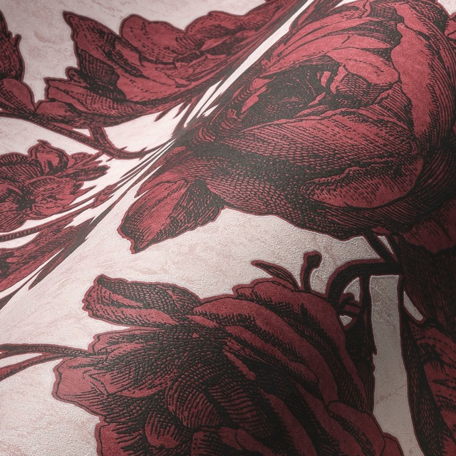 Bricoflor Rote Tapete Mit Rosen Im Vintage Stil Romantische Vliestapete Mit günstig online kaufen