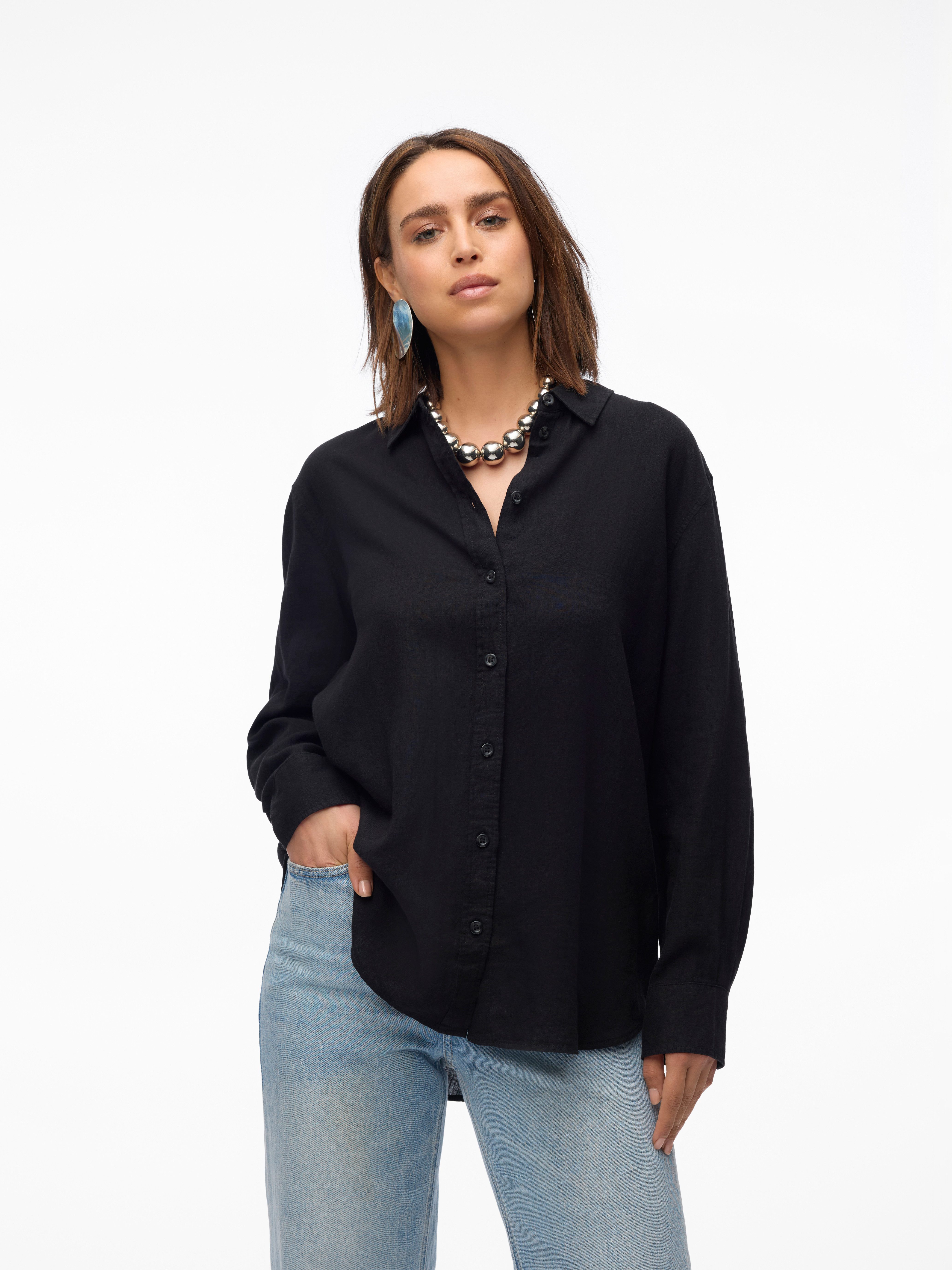 Vero Moda Hemdbluse VMLINN LINEN LS günstig online kaufen