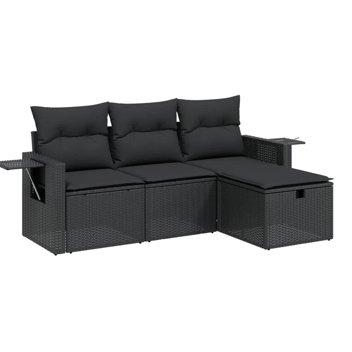 vidaXL 4-tlg Garten-Sofagarnitur mit Kissen Schwarz Poly Rattan Modell 38 günstig online kaufen