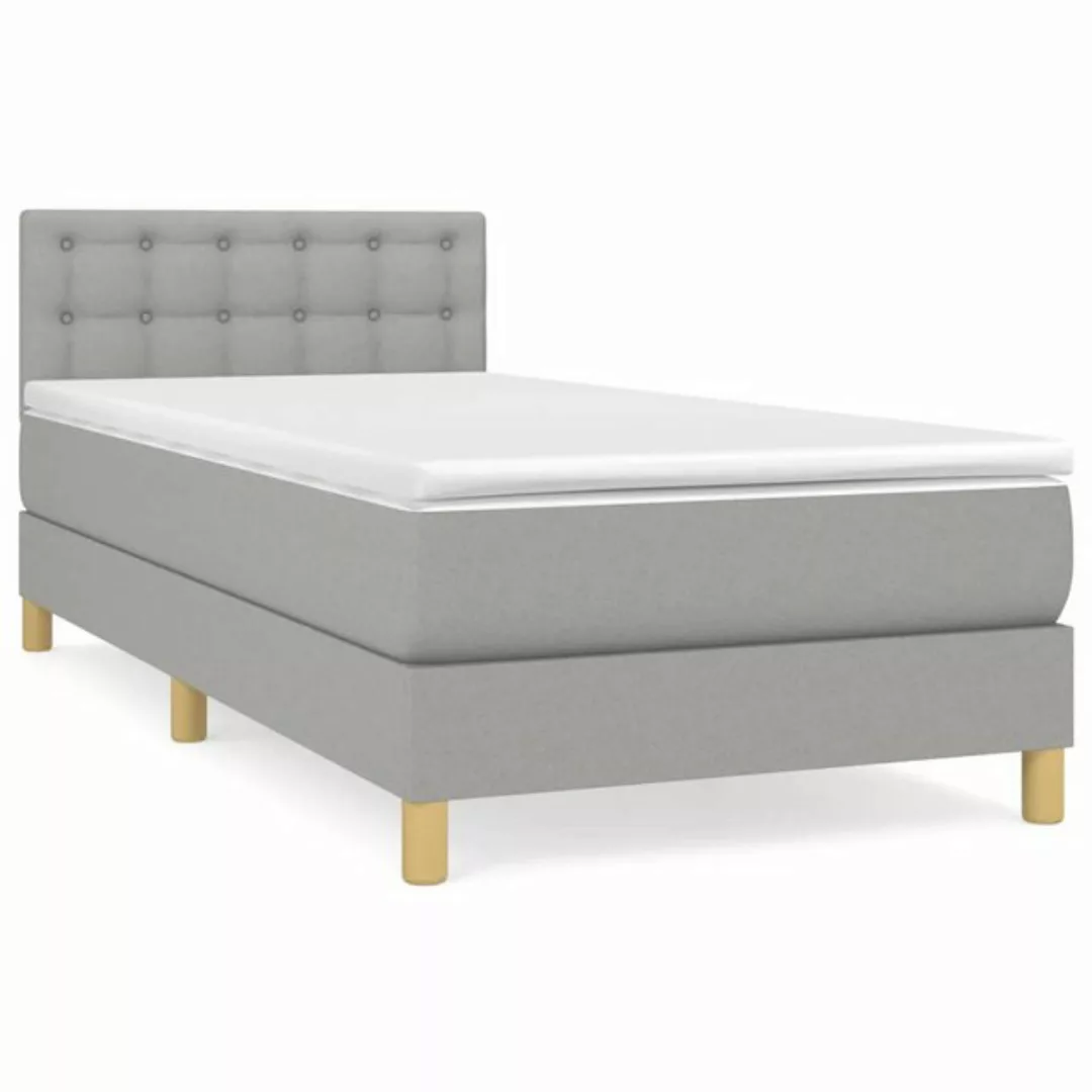 vidaXL Boxspringbett Boxspringbett mit Matratze Hellgrau 90x200 cm Stoff Be günstig online kaufen