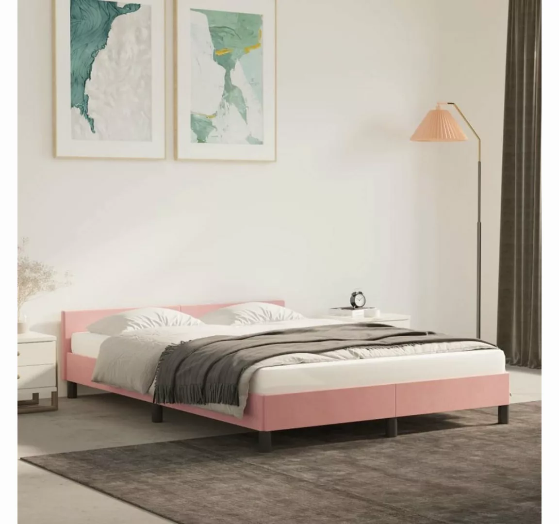 furnicato Bett Bettgestell mit Kopfteil Rosa 140x190 cm Samt günstig online kaufen