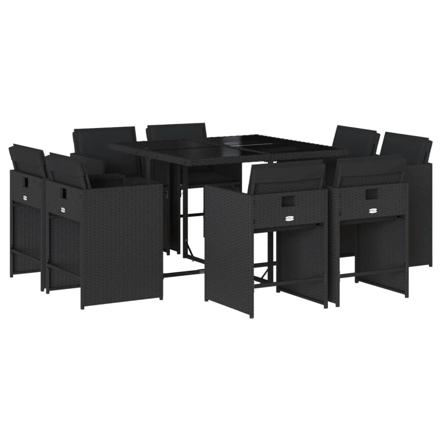 vidaXL 9-tlg Garten-Essgruppe mit Kissen Schwarz Poly Rattan Modell 81 günstig online kaufen