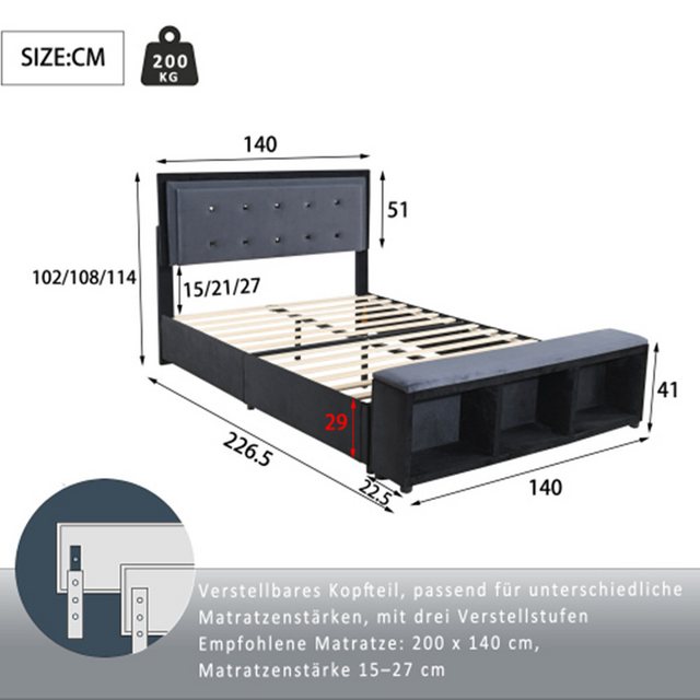 XDeer Polsterbett Polsterbett,Doppelbett 2-Ton-Design, höhenverstellbares K günstig online kaufen