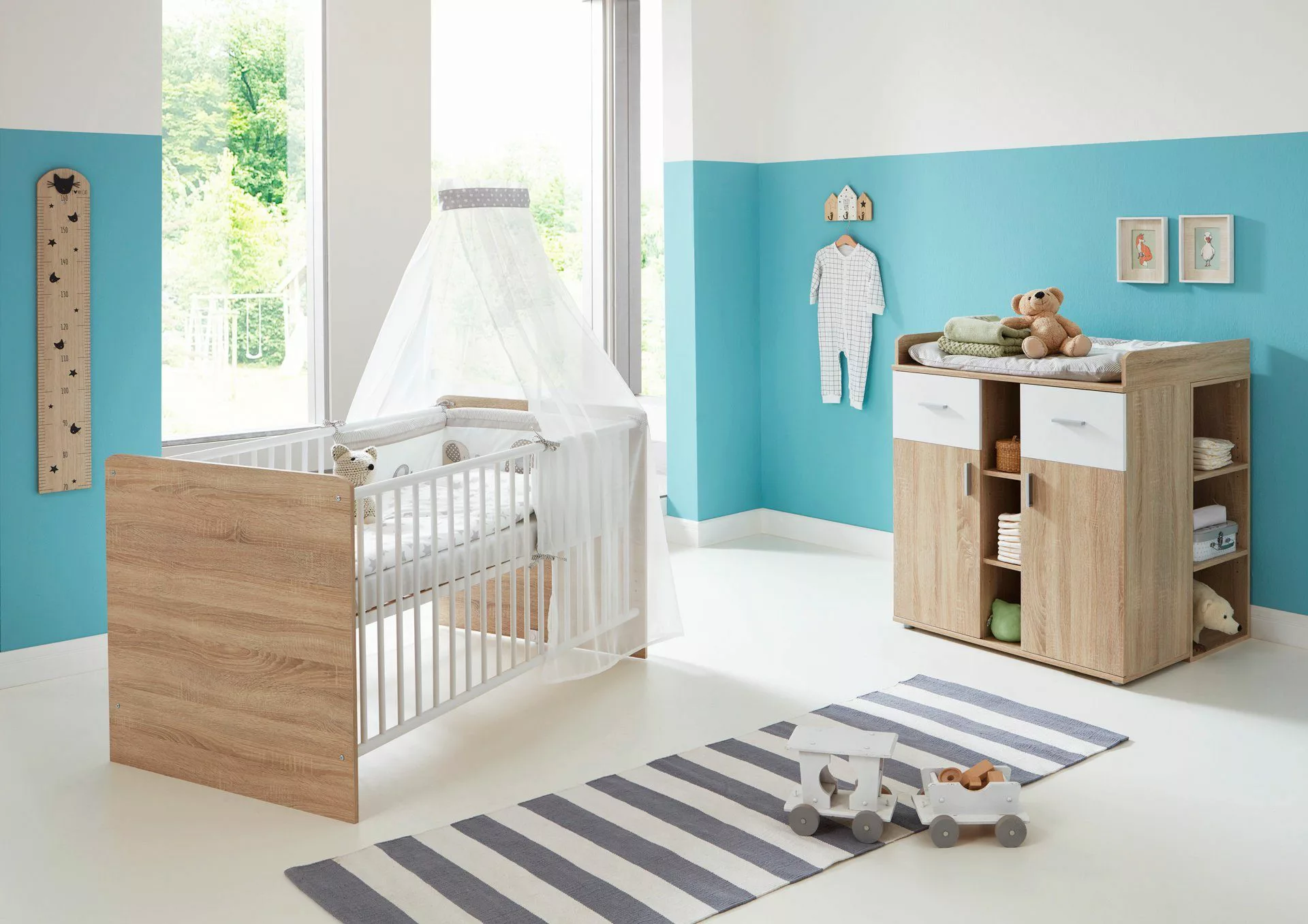 BMG Möbel Babyzimmer-Komplettset "Luis", (Set, 5 St., Bett + Wickelkommode günstig online kaufen