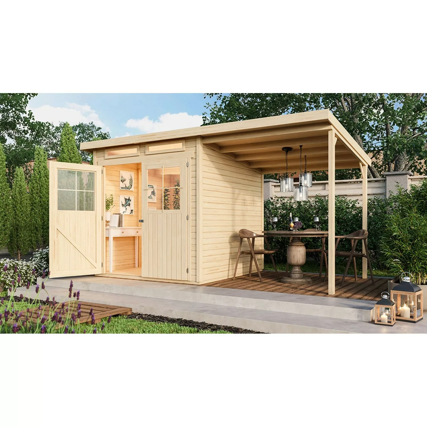 Karibu Holz-Gartenhaus Egersund Natur Pultdach Unbehandelt 209 cm x 213 cm günstig online kaufen