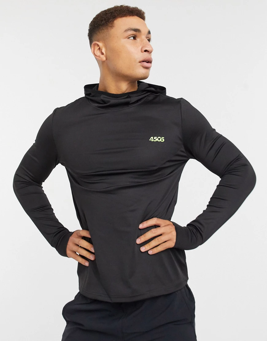 ASOS 4505 – Schwarzer Muskel-Kapuzenpullover günstig online kaufen