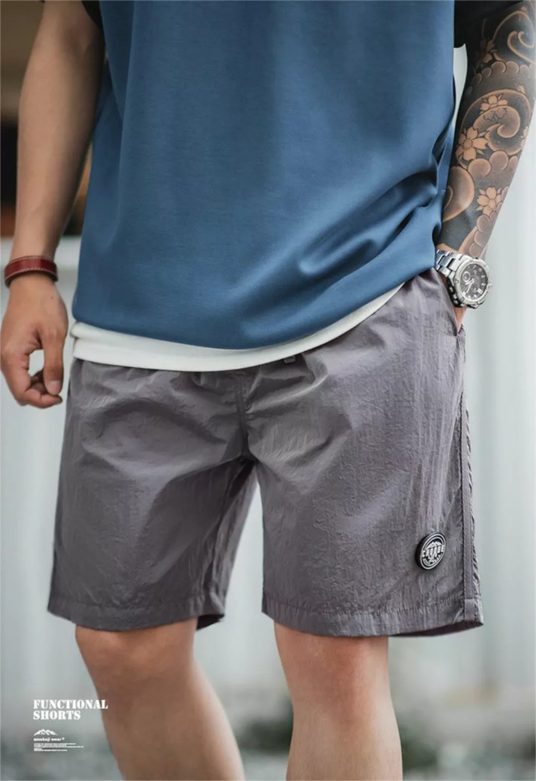 Maden Laufshorts Leichte Outdoor Shorts aus Nylon Elastischer Bund mit Kord günstig online kaufen