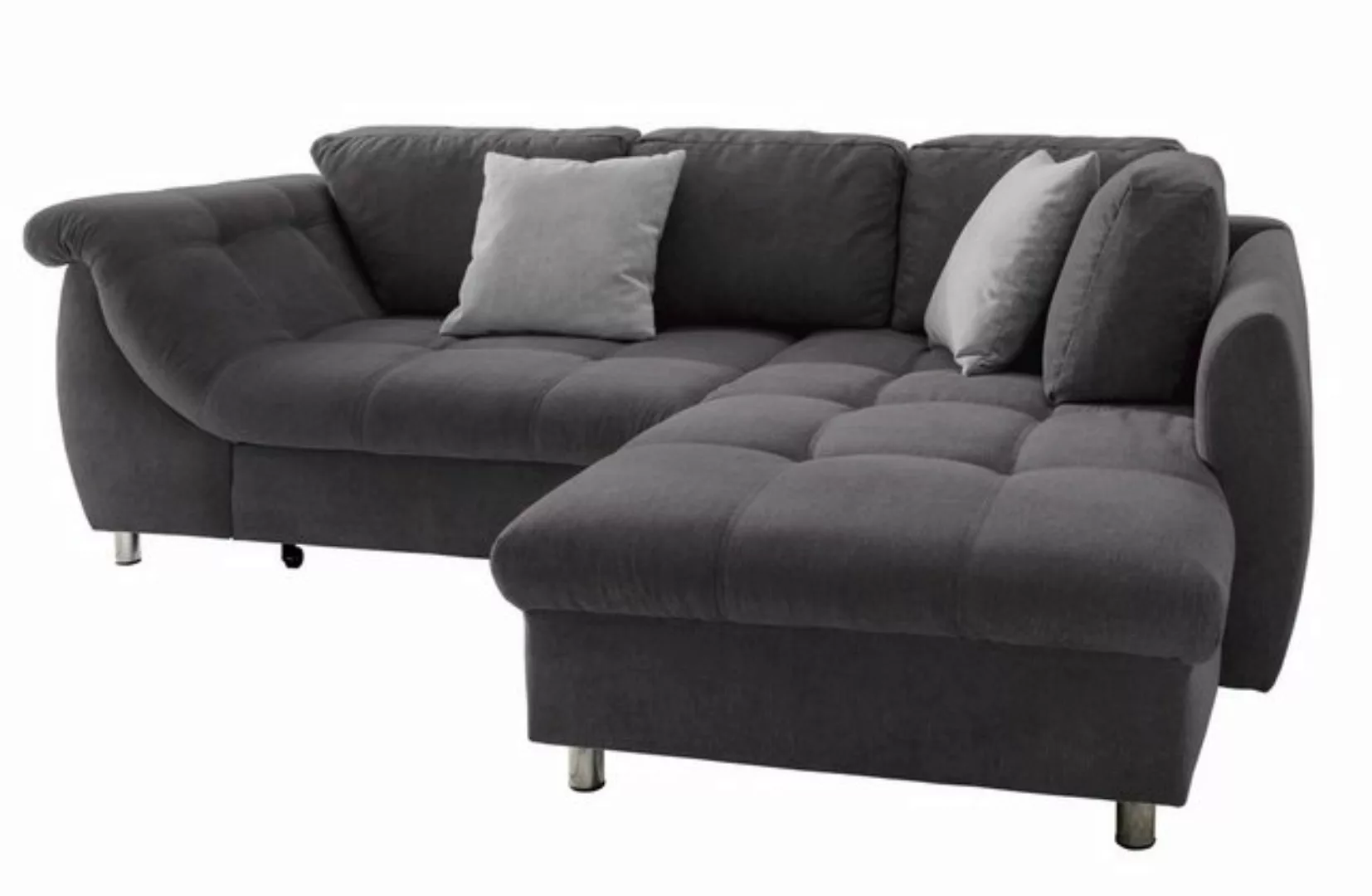 luma-home Ecksofa 17005, mit Bettkasten 250x190 cm, Ottomane rechts, Bettfu günstig online kaufen