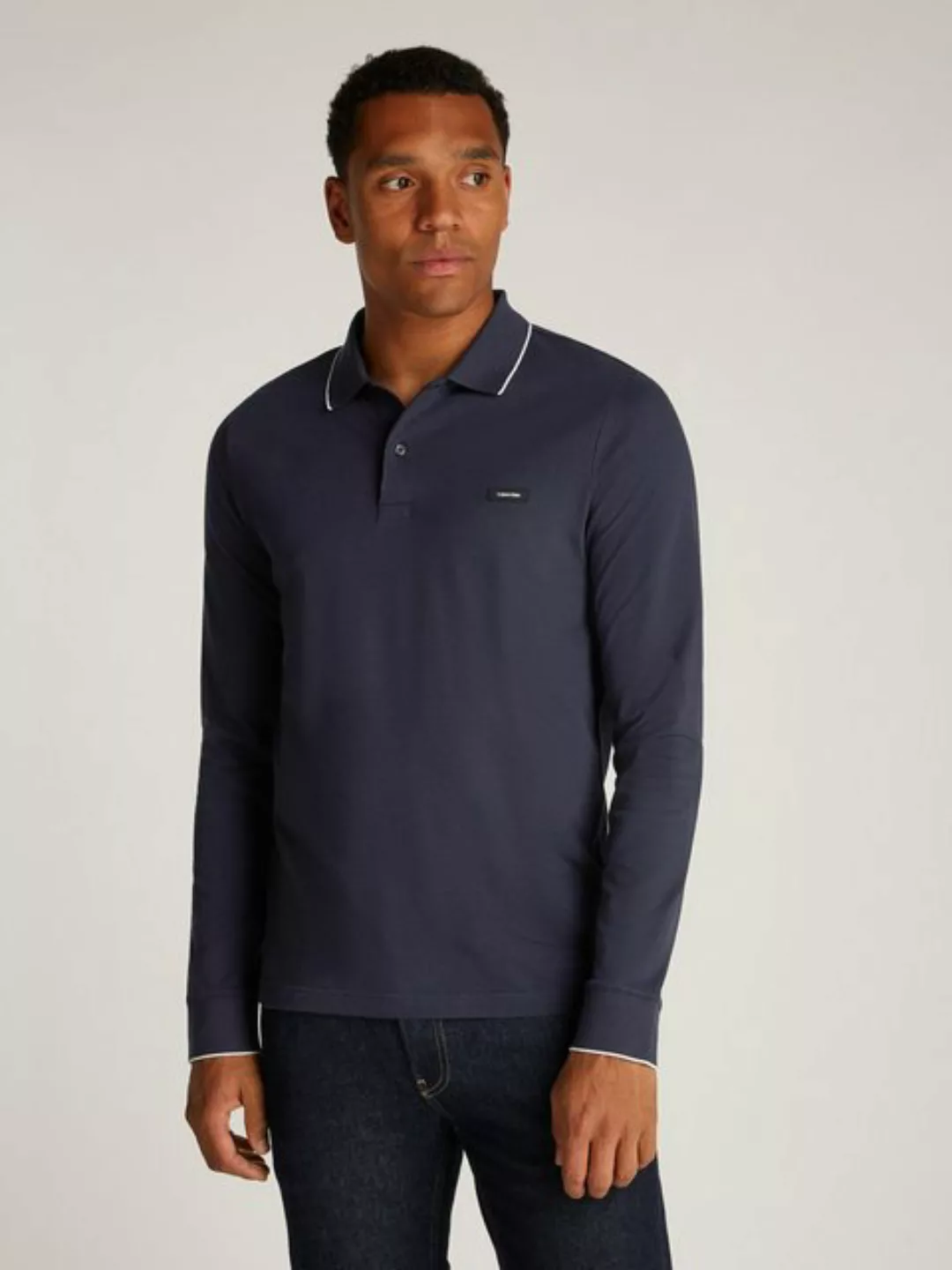 Calvin Klein Poloshirt STRETCH PIQUE TIPPING LS POLO günstig online kaufen