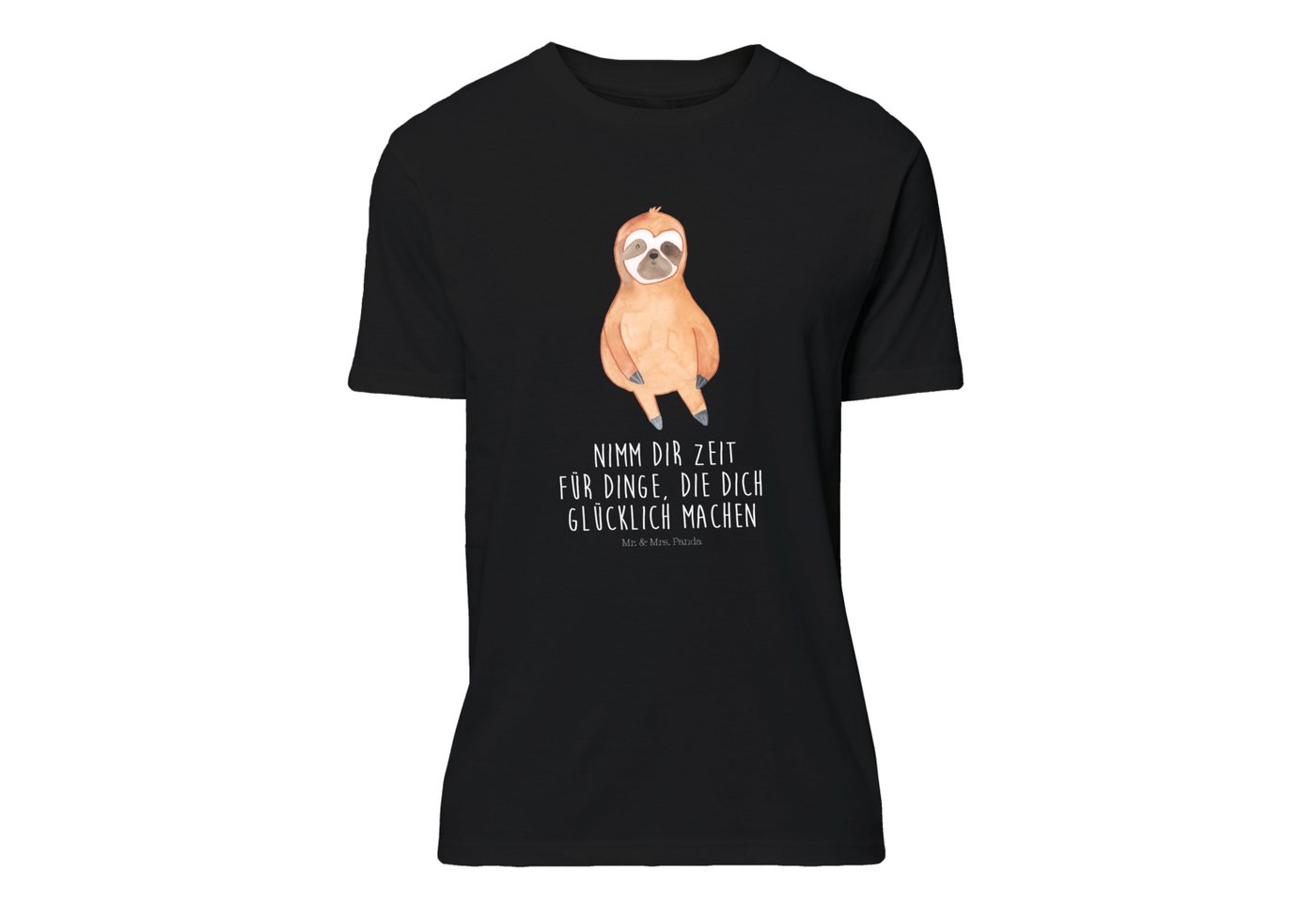 Mr. & Mrs. Panda T-Shirt Faultier Zufrieden - Schwarz - Geschenk, Faultier günstig online kaufen