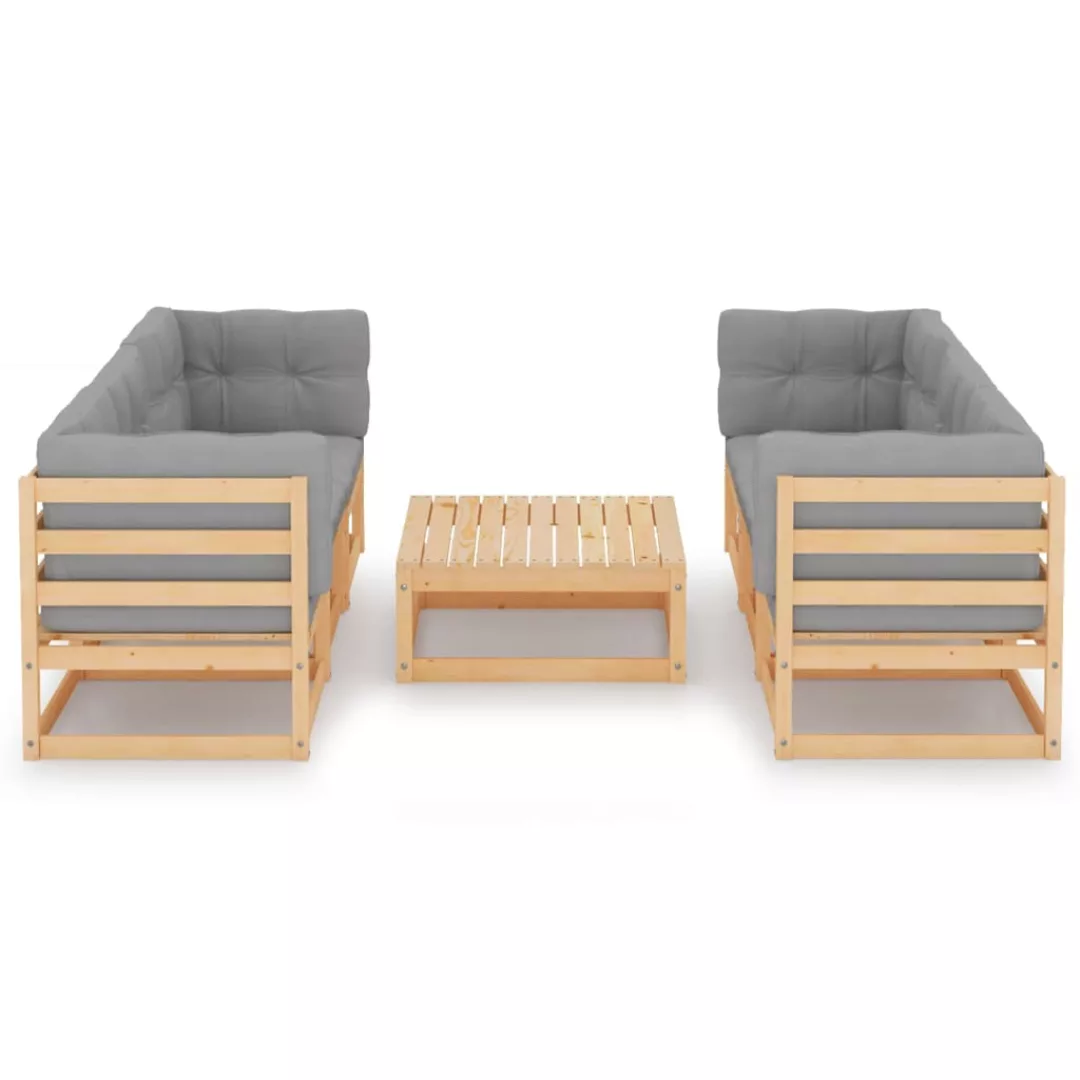 7-tlg. Garten-lounge-set Mit Kissen Kiefer Massivholz günstig online kaufen