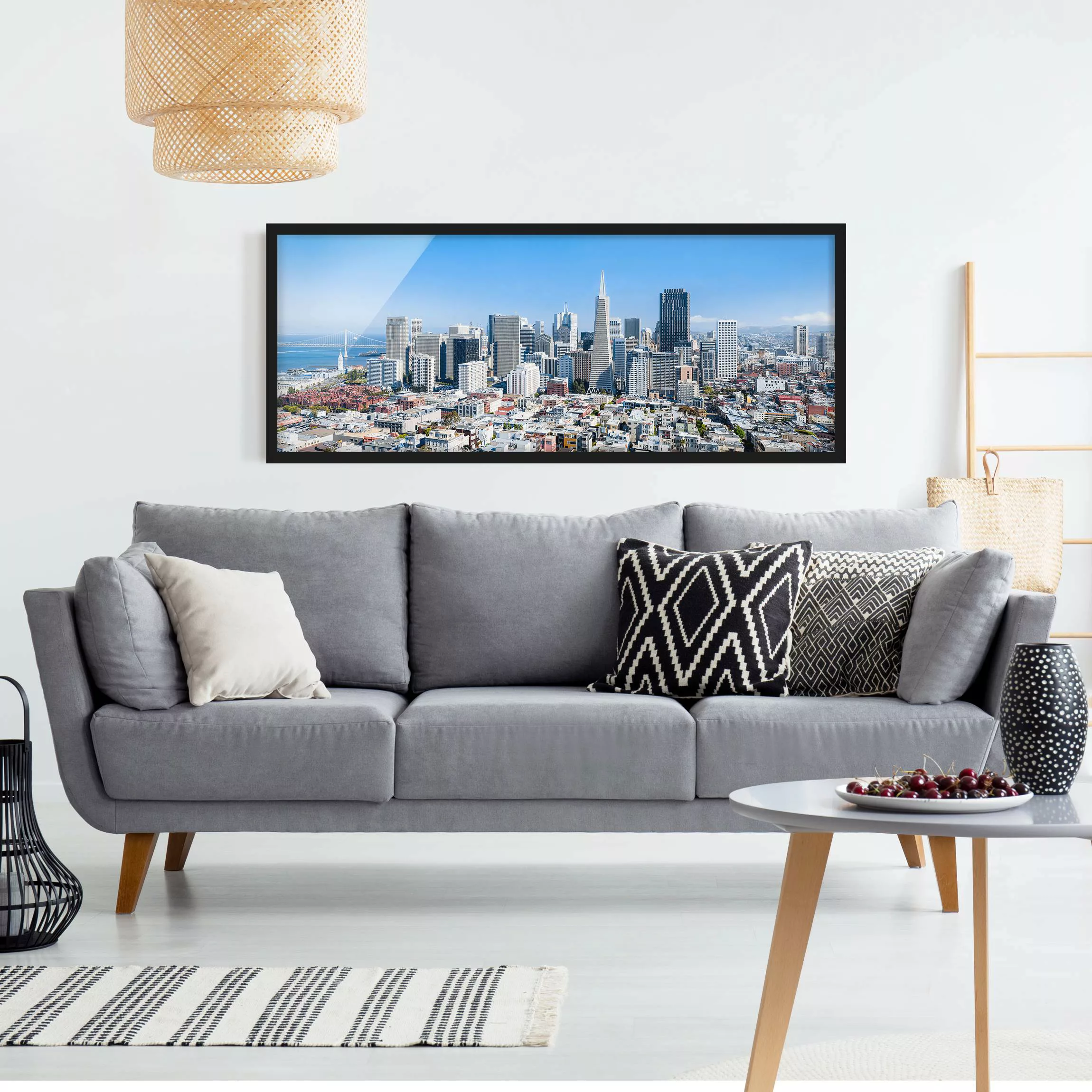 Bild mit Rahmen San Francisco Skyline günstig online kaufen