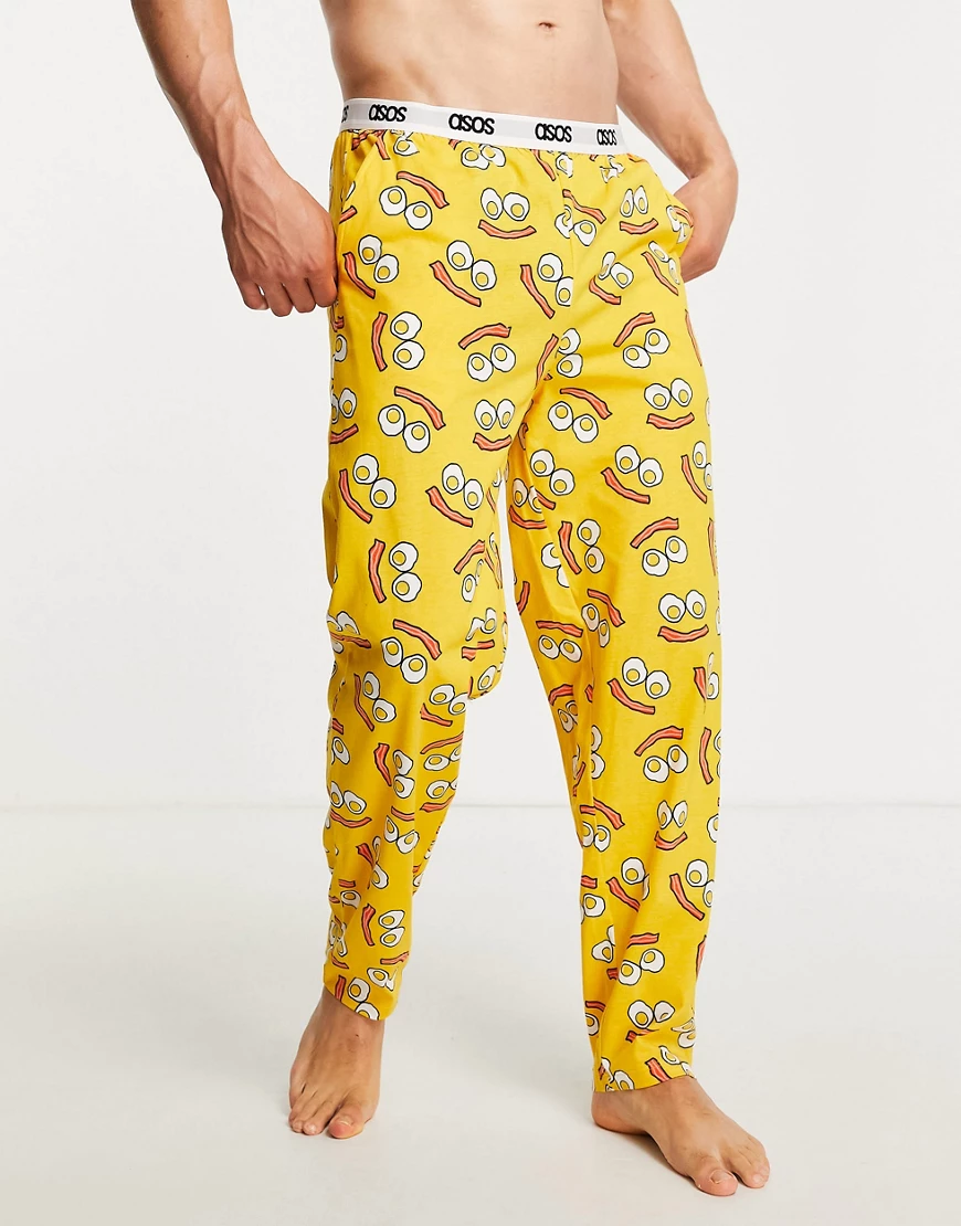 ASOS DESIGN – Lounge-Pyjamahose mit Frühstück-Print-Mehrfarbig günstig online kaufen