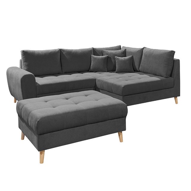 Lomadox Ecksofa AREZZO-09, anthrazit Polstergarnitur inkl. Kissen 249x94x17 günstig online kaufen