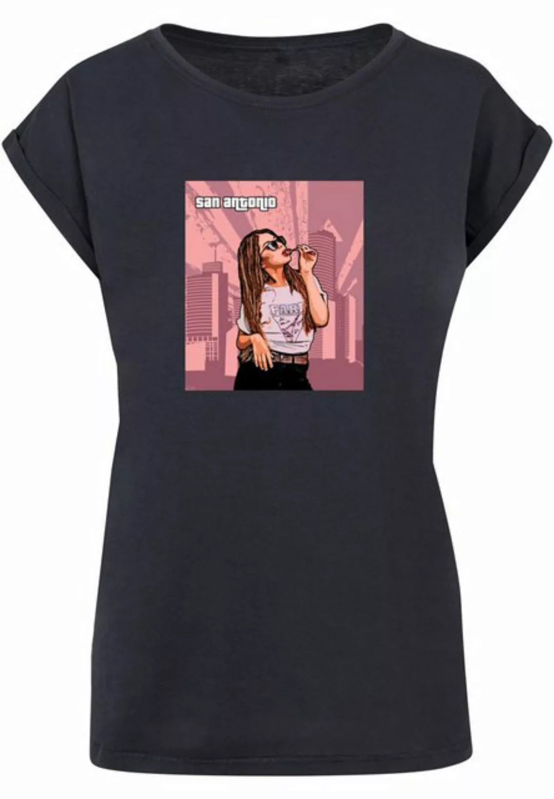Merchcode T-Shirt Merchcode Damen Ladies Grand - San Antonio Extended Shoul günstig online kaufen