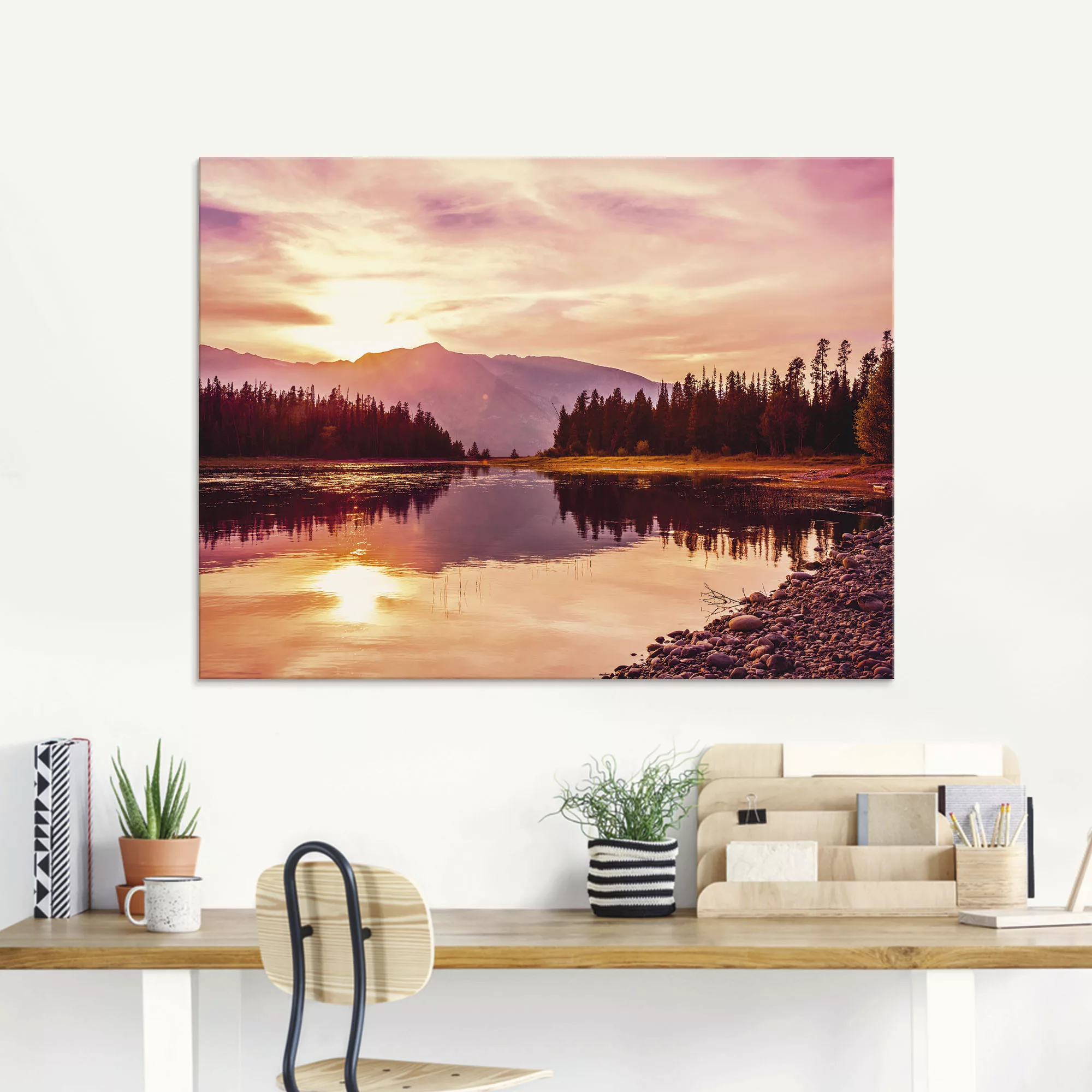 Artland Glasbild »Grand Teton Gebirge bei Sonnenuntergang«, Sonnenaufgang & günstig online kaufen