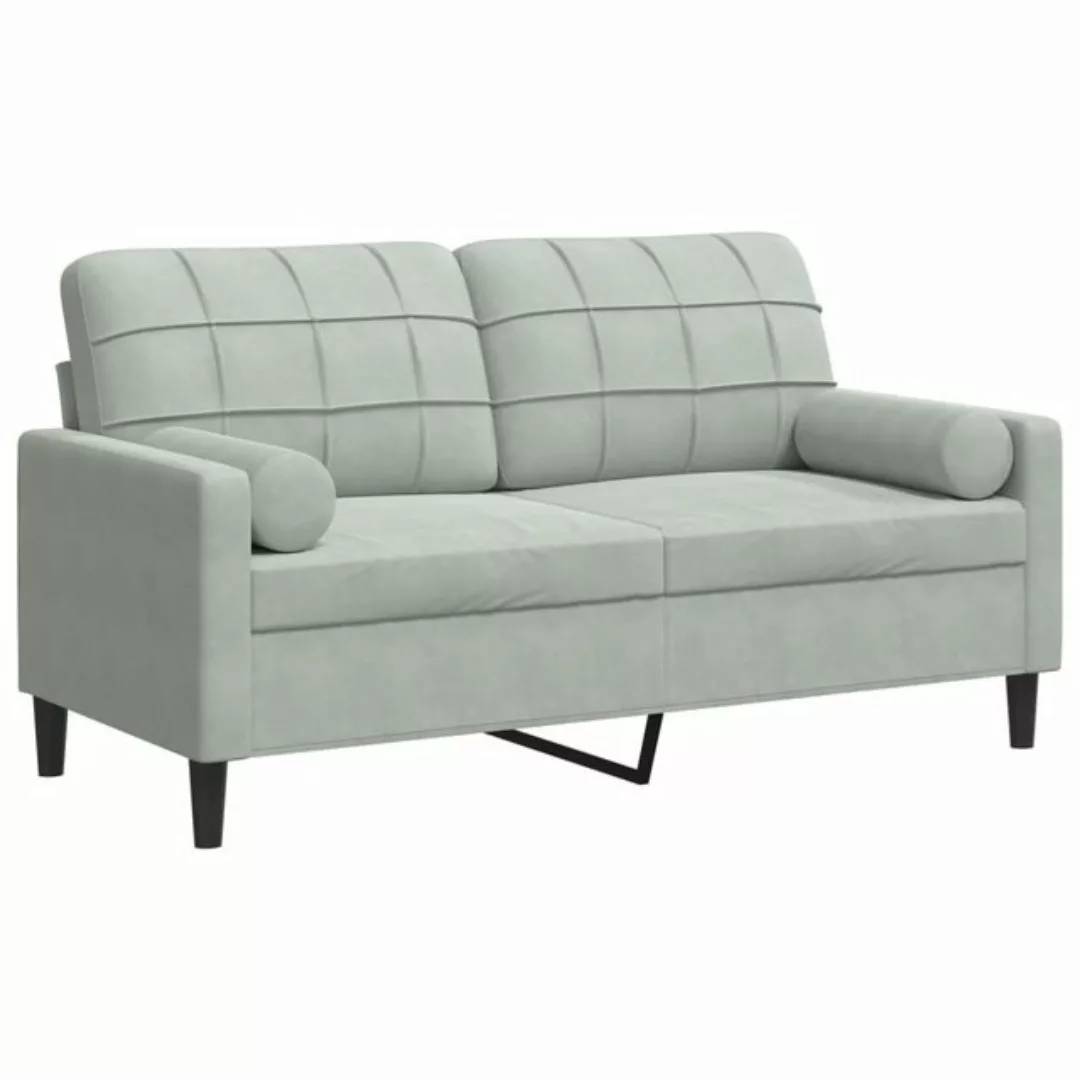 vidaXL Sofa 2-Sitzer-Sofa mit Zierkissen Hellgrau 140 cm Samt günstig online kaufen