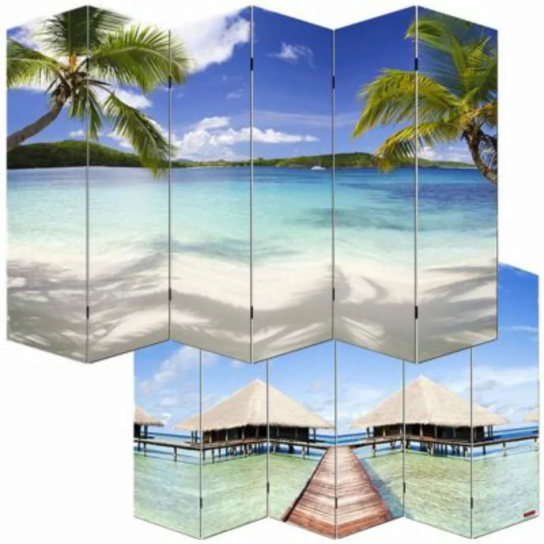 HWC Mendler Foto-Paravent Strand mehrfarbig günstig online kaufen