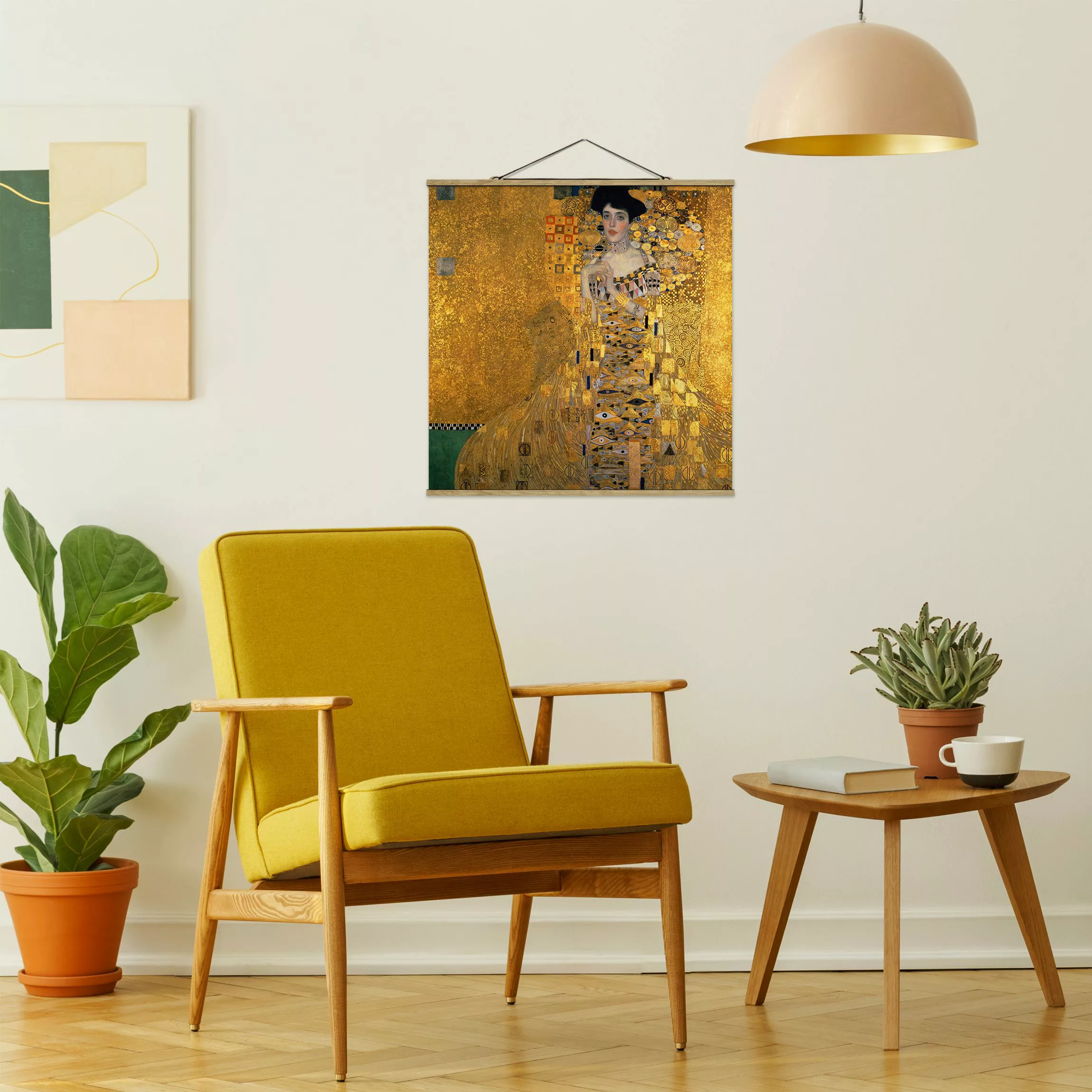 Stoffbild Kunstdruck mit Posterleisten - Quadrat Gustav Klimt - Adele Bloch günstig online kaufen