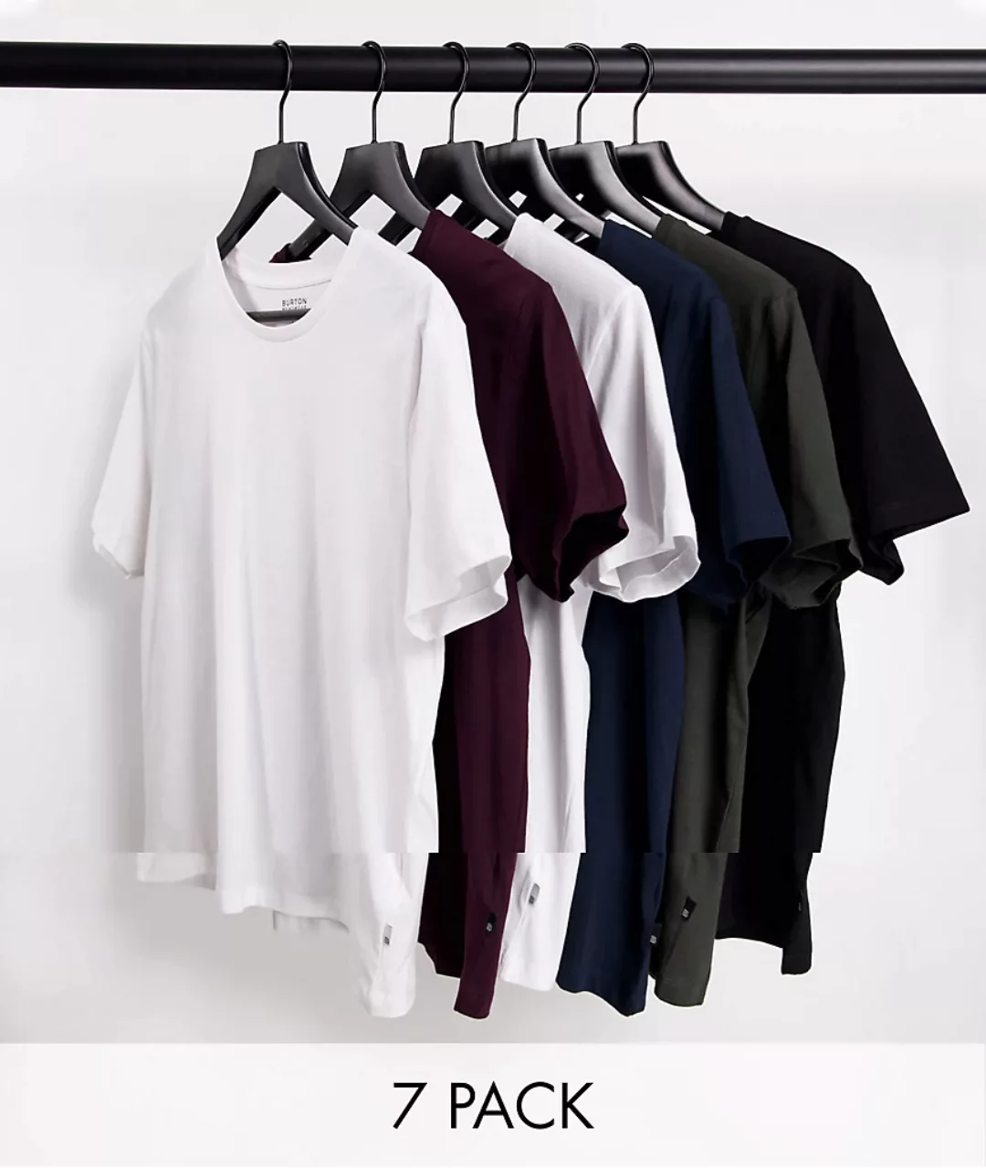 Burton Menswear – Mehrfarbige T-Shirts im 7er-Pack günstig online kaufen
