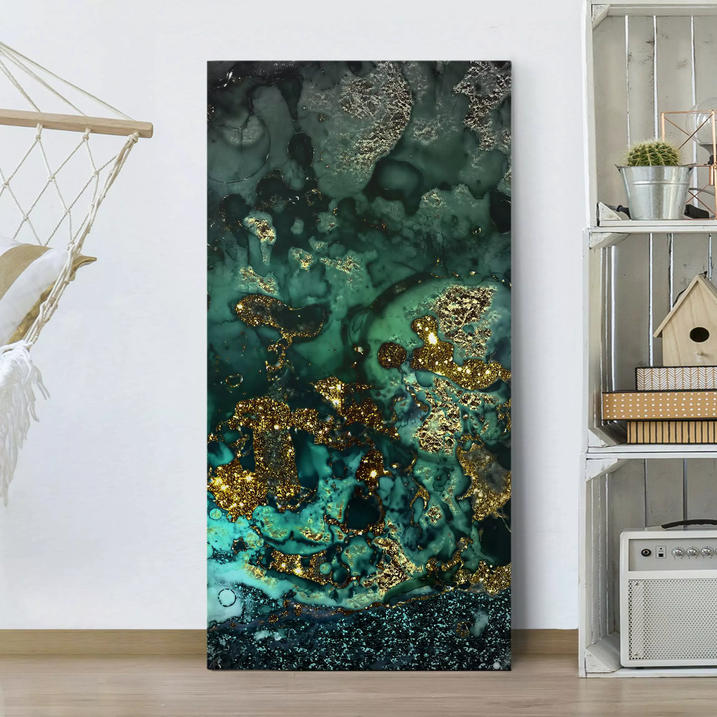 Leinwandbild Goldene Meeres-Inseln Abstrakt günstig online kaufen