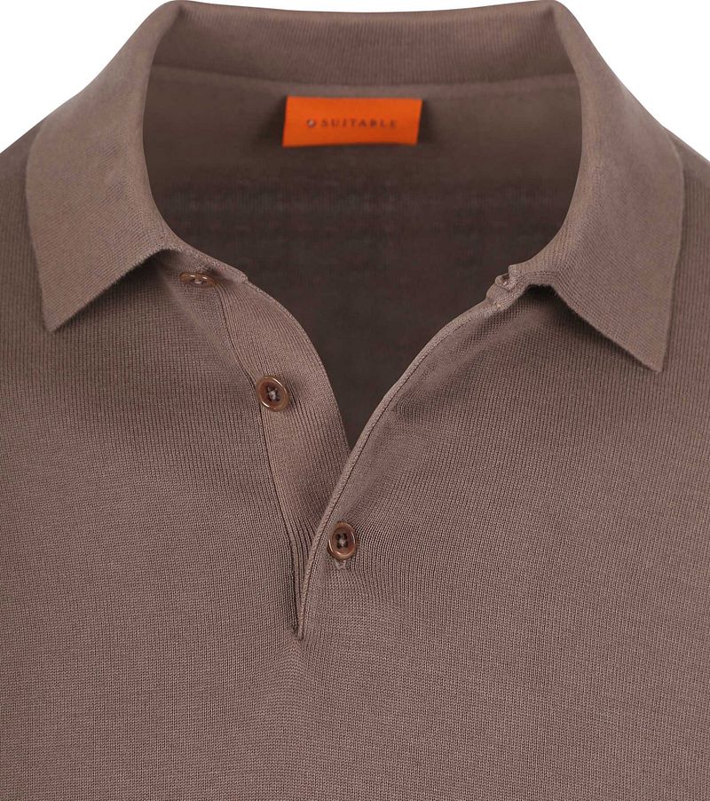 Suitable Compact Cotton Poloshirt Taupe - Größe L günstig online kaufen