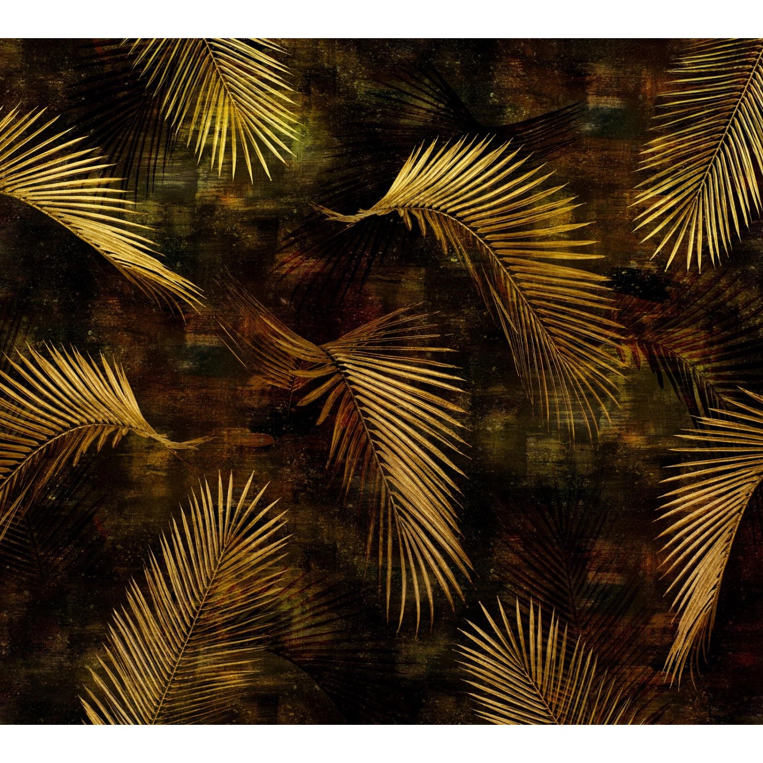 Bricoflor Goldene Tapete mit Palmenblättern Vlies Fototapete in Schwarz Gol günstig online kaufen