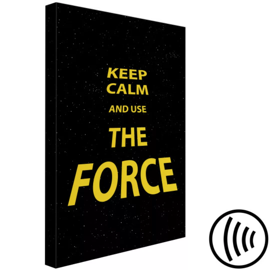 Wandbild Text Keep calm and use the force - in Gold auf schwarzem Hintergru günstig online kaufen