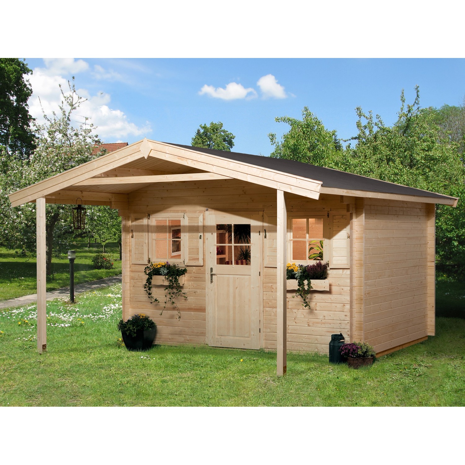 Weka Holz-Gartenhaus Satteldach Unbehandelt 450 cm x 514 cm günstig online kaufen