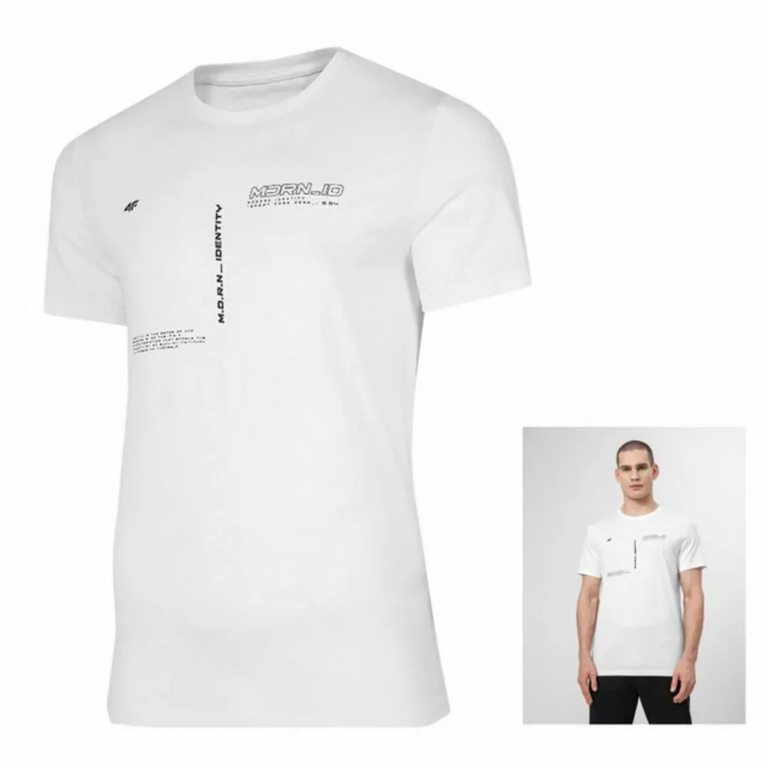 4F T-Shirt 4F - Herren T-Shirt Baumwolle mit Prints, weiß günstig online kaufen
