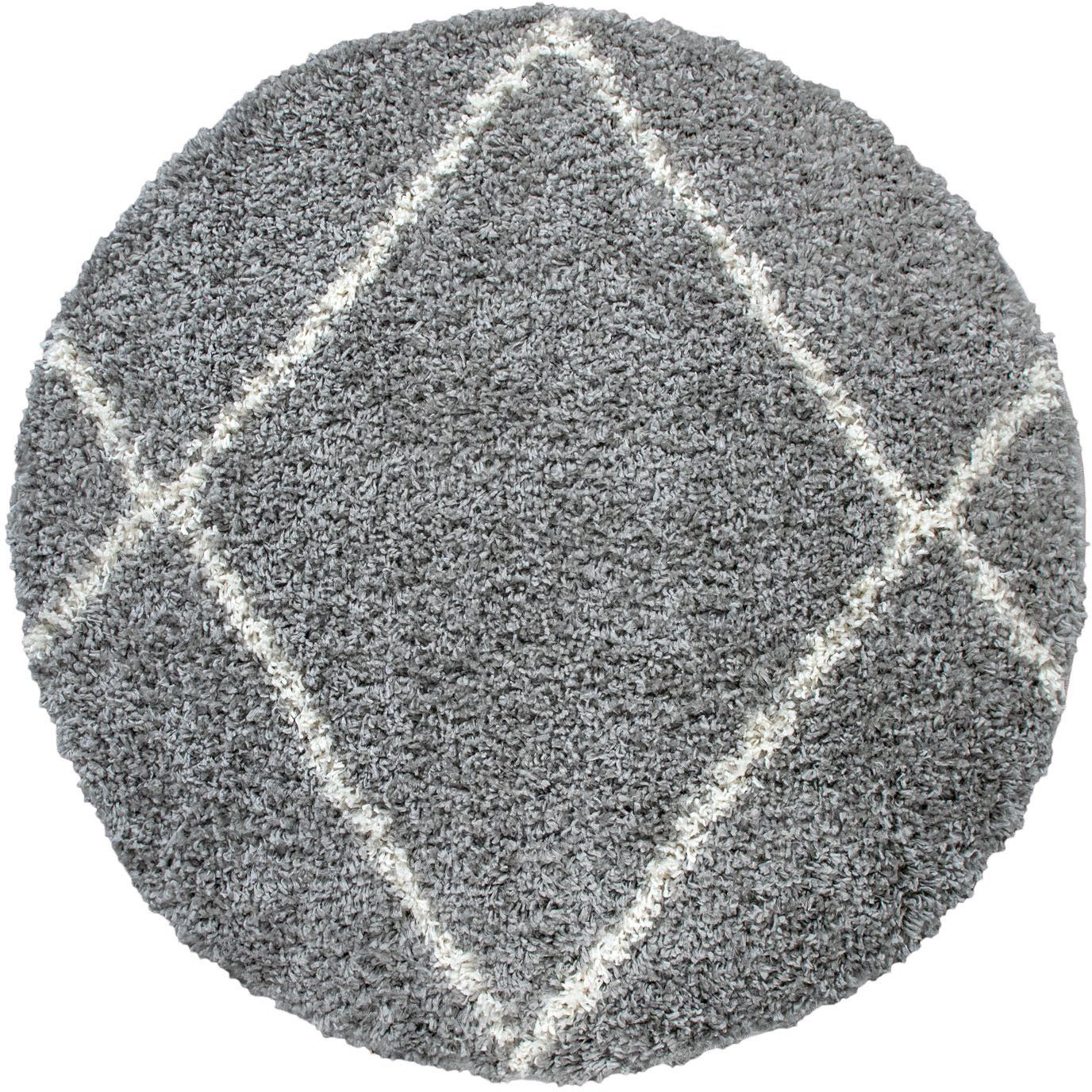 Paco Home Hochflor-Teppich »Kalmar 442«, rund, 40 mm Höhe, Scandi Design, R günstig online kaufen