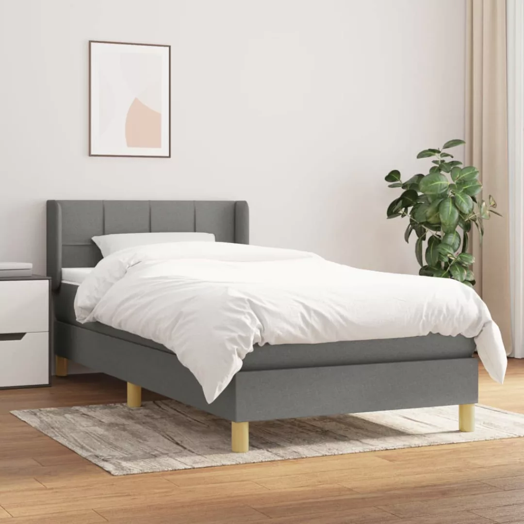 Vidaxl Boxspringbett Mit Matratze Dunkelgrau 80x200 Cm Stoff günstig online kaufen