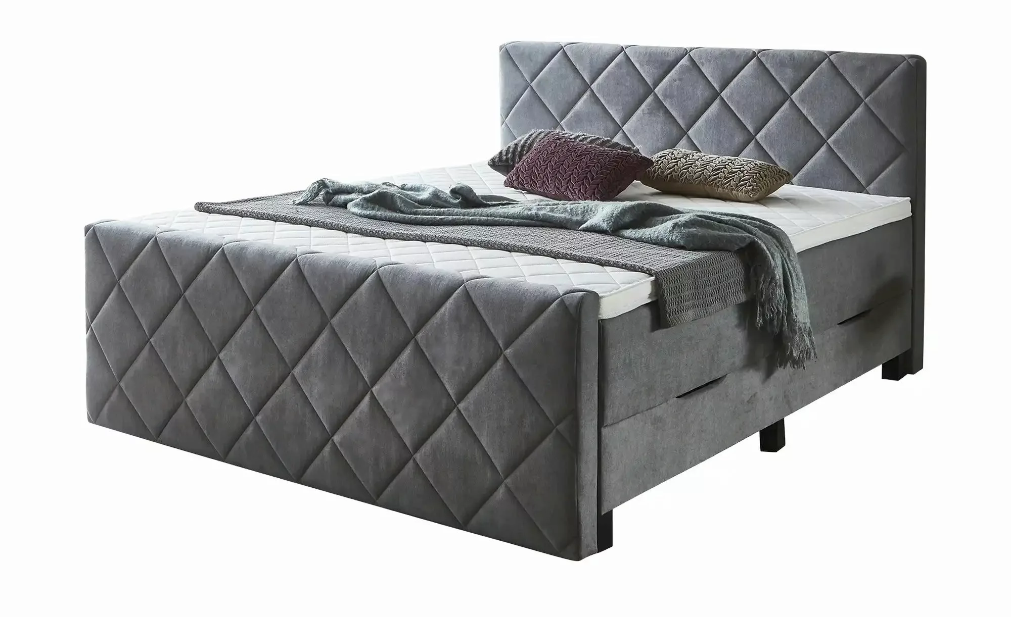 Boxspringbett  Shropshire ¦ grau ¦ Maße (cm): B: 180 H: 112 Betten > Boxspr günstig online kaufen