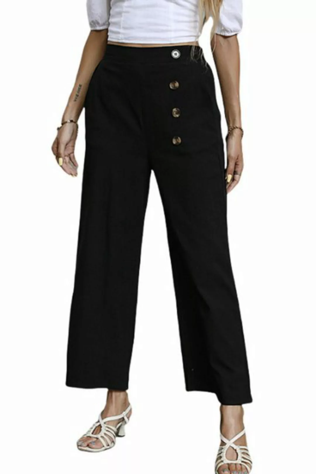 JDMGZSR Loungehose Lockere Hose mit einfarbigem Gummiband und hoher Taille günstig online kaufen