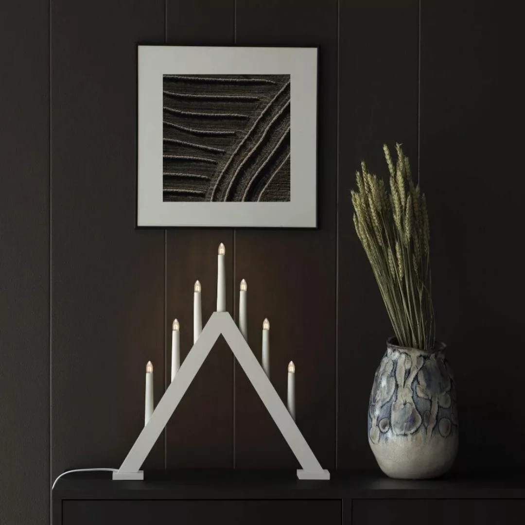Kerzenleuchter aus Holz, 7-flammig, Höhe 50cm weiß günstig online kaufen