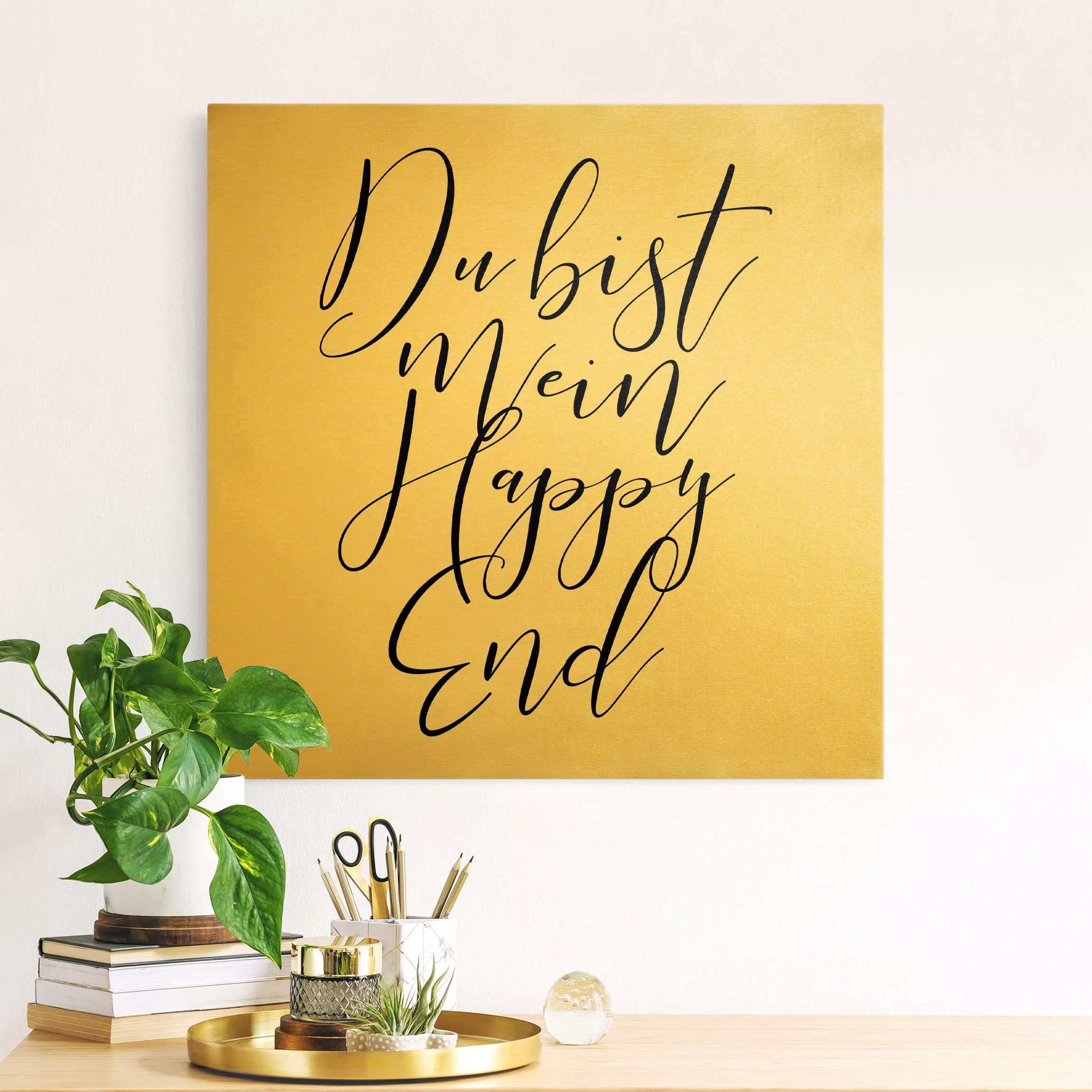 Leinwandbild Gold Du bist mein Happy End günstig online kaufen