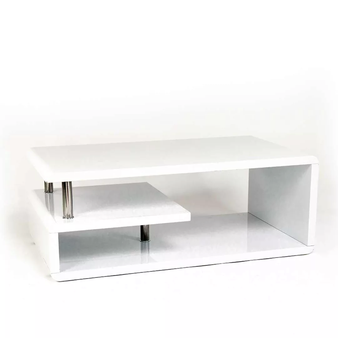 Hochglanz Couchtisch weiß in modernem Design 110 cm breit günstig online kaufen