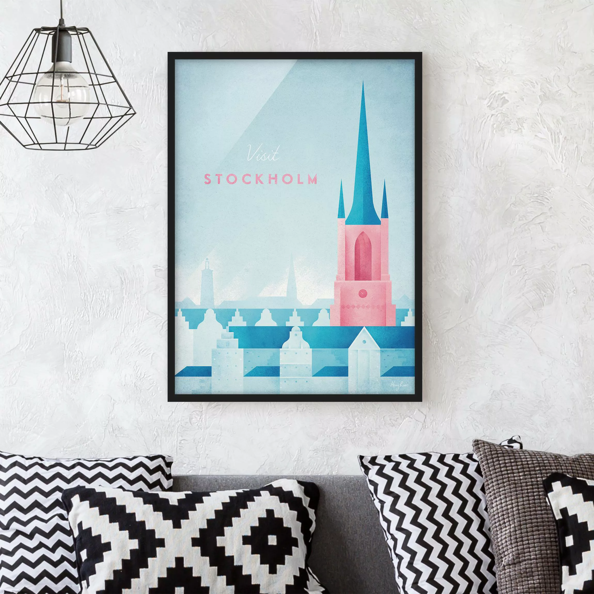 Bild mit Rahmen Architektur & Skyline - Hochformat Reiseposter - Stockholm günstig online kaufen