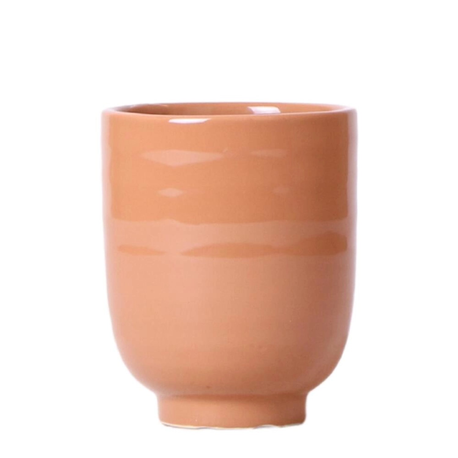 Exotenherz Übertopf Glazed Glasierte Keramik mit Standfuß cognac Hellbraun günstig online kaufen