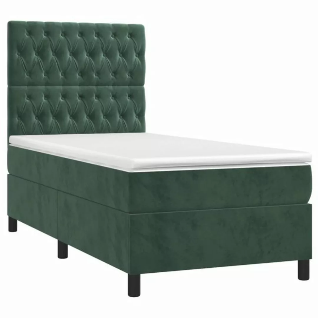 vidaXL Bett Boxspringbett mit Matratze Dunkelgrün 90x200 cm Samt günstig online kaufen