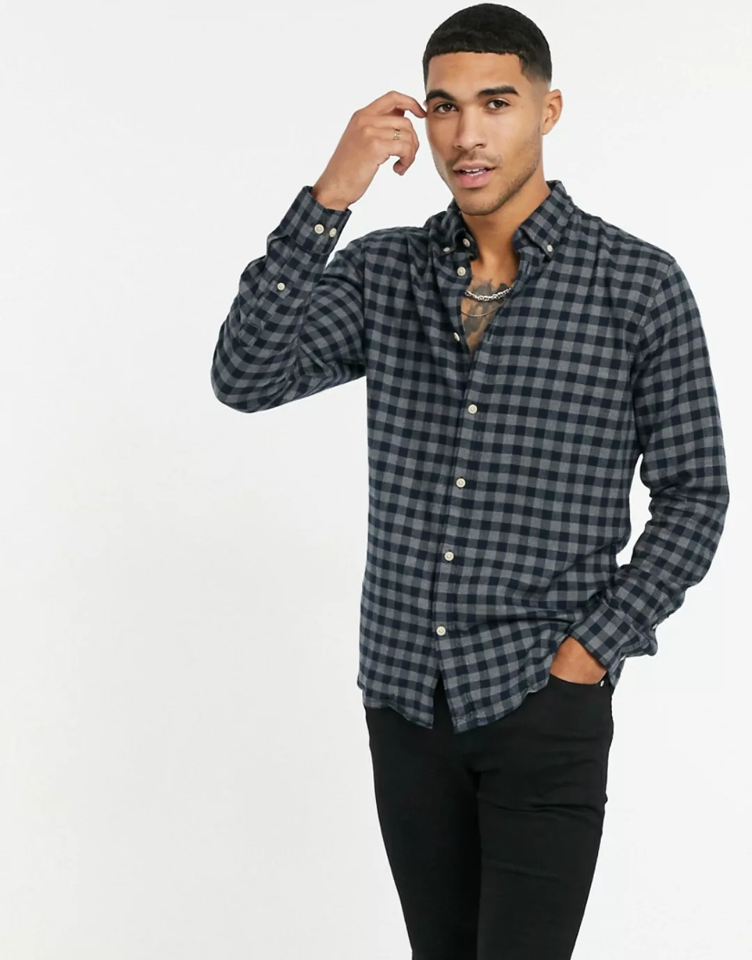 Selected Slim Flannel Langarm Hemd S Dark Blue / Checks Big Check günstig online kaufen