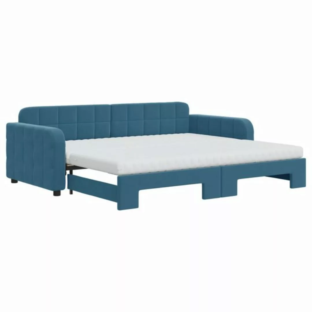 vidaXL Gästebett Gästebett Tagesbett Ausziehbar mit Matratzen Blau 90x200 c günstig online kaufen