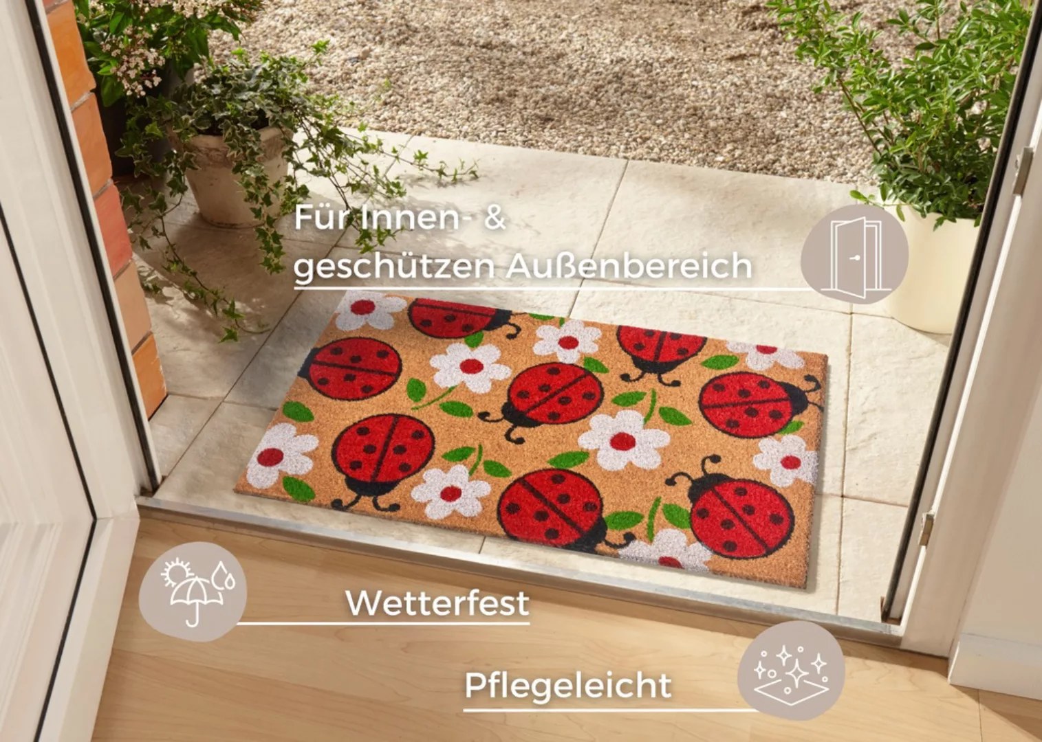 HANSE Home Fußmatte »Lady Beetle«, rechteckig, 15 mm Höhe, Kokos, Schmutzfa günstig online kaufen