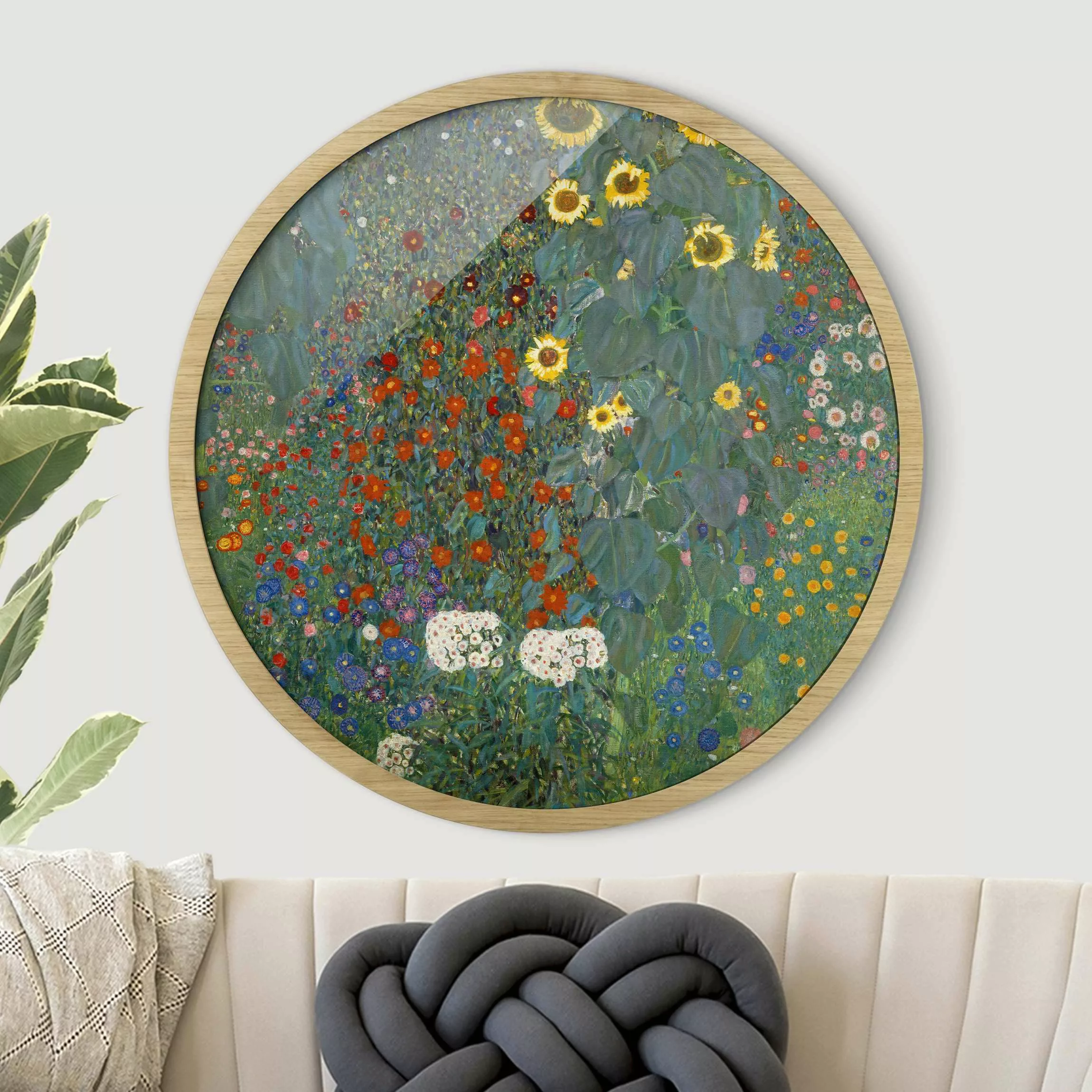 Rundes Gerahmtes Bild Gustav Klimt - Garten Sonnenblumen günstig online kaufen