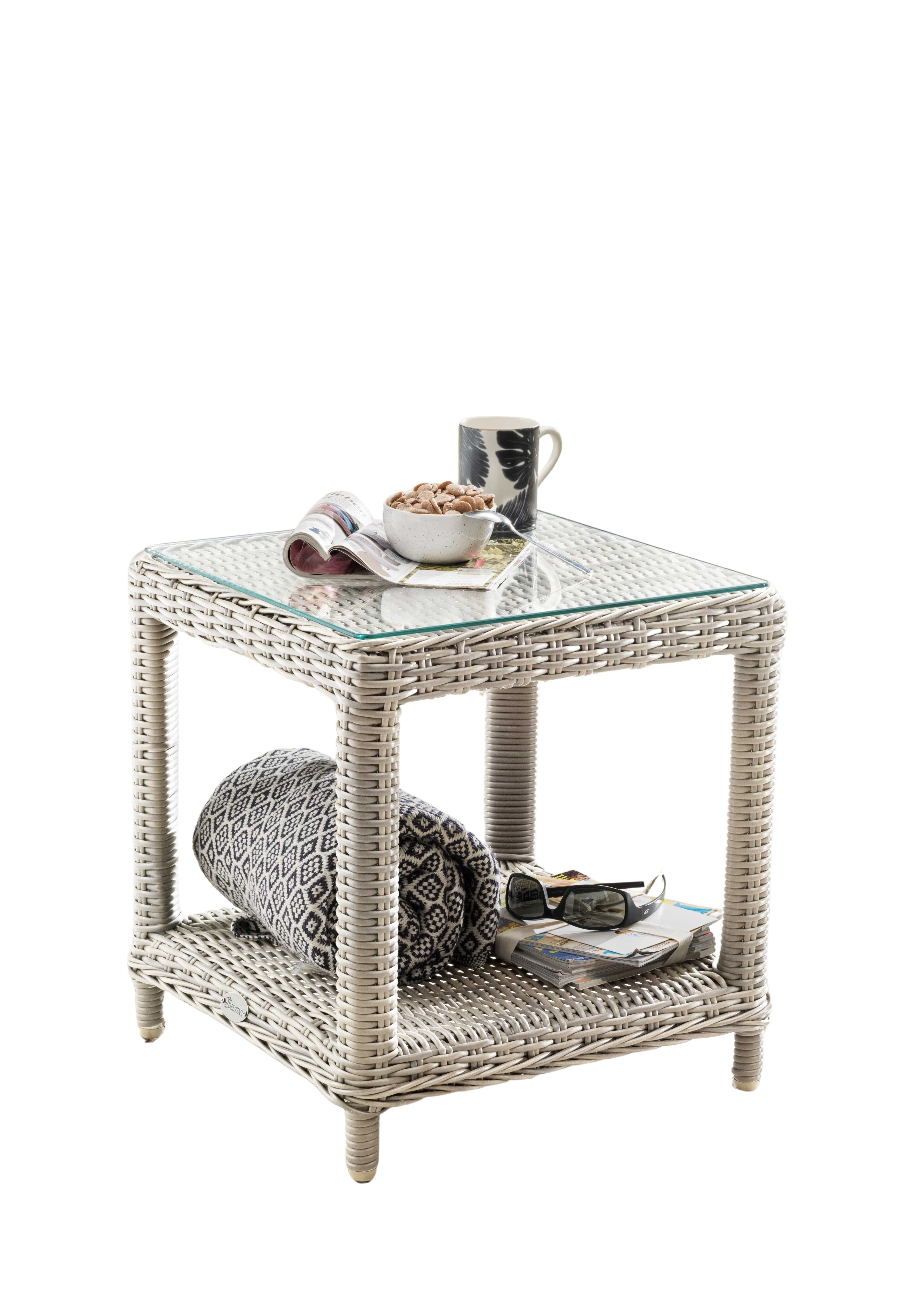 Destiny Beistelltisch MERANO, 46x46x50cm, Aluminium, Polyrattan günstig online kaufen