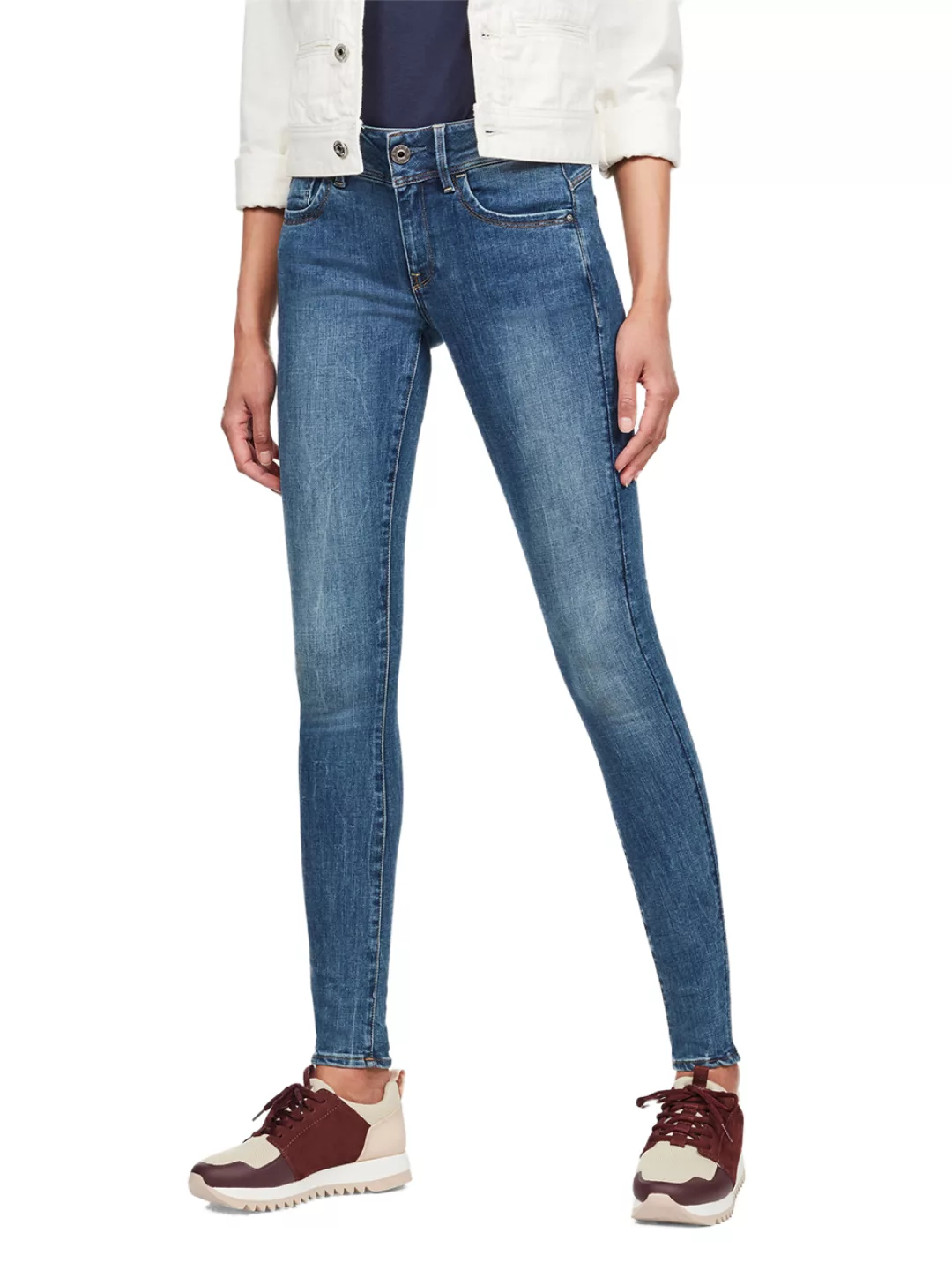 G-Star Damen Jeans Lynn Mid Waist Super Skinny Fit - Blau - Faded Blue günstig online kaufen